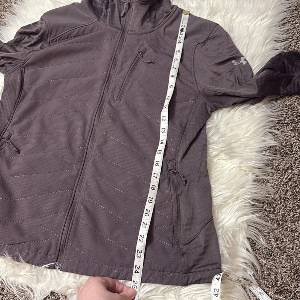 Under Armour Purple Fitted Cold Gear Hooded Zip Up Jacket Lightweight Size L - Picture 7 of 12